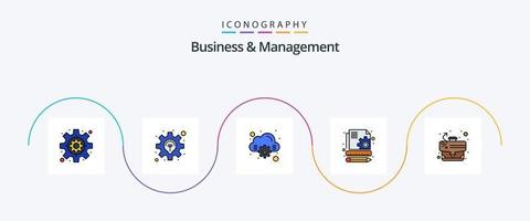 la línea de negocios y gestión llenó el paquete de iconos planos 5 que incluye. táctica. informática. estrategia. posicionamiento web vector