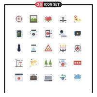 Modern Set of 25 Flat Colors Pictograph of location canada heart monitor shopping Editable Vector Design Elements