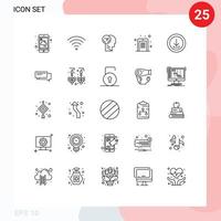 Pictogram Set of 25 Simple Lines of pin code mobile activity code speed Editable Vector Design Elements