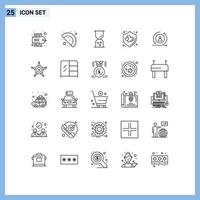 25 User Interface Line Pack of modern Signs and Symbols of men returning visiter outline visiter shield Editable Vector Design Elements