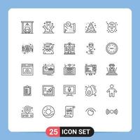 Pack of 25 creative Lines of sign buoy destination block search Editable Vector Design Elements