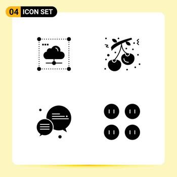 4 concepto de glifo sólido para sitios web móviles y aplicaciones en la nube elementos de diseño vectorial editables de chat navideño seguro de año nuevo vector