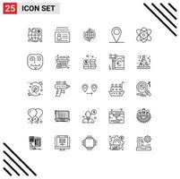 Pictogram Set of 25 Simple Lines of location world identification internet connection Editable Vector Design Elements