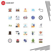 Editable Vector Line Pack of 25 Simple Flat Colors of arrow rain colors cloud education Editable Vector Design Elements