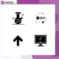 4 User Interface Solid Glyph Pack of modern Signs and Symbols of demo flask upload arrow arrow monitor Editable Vector Design Elements