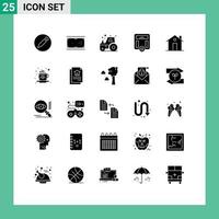 Group of 25 Solid Glyphs Signs and Symbols for chimney weight agriculture medical body Editable Vector Design Elements