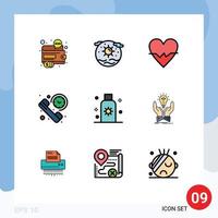 Stock Vector Icon Pack of 9 Line Signs and Symbols for summary duration planet call beat Editable Vector Design Elements