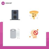4 User Interface Flat Icon Pack of modern Signs and Symbols of speakers mind pizza toilet forbidden Editable Vector Design Elements