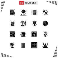 16 Universal Solid Glyphs Set for Web and Mobile Applications announcement satellite budget artificial math Editable Vector Design Elements