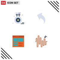 Flat Icon Pack of 4 Universal Symbols of award website arrow video sine Editable Vector Design Elements