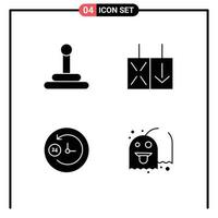 Mobile Interface Solid Glyph Set of 4 Pictograms of gear game reverse day and night fun Editable Vector Design Elements