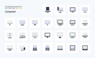 25 Computer Flat color icon pack vector