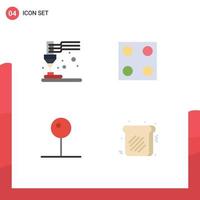 Group of 4 Modern Flat Icons Set for printing media player print stove toast Editable Vector Design Elements