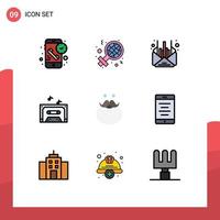 9 Creative Icons Modern Signs and Symbols of hipster tape sign sound message Editable Vector Design Elements