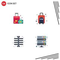 Editable Vector Line Pack of 4 Simple Flat Icons of briefcase ray wedding travel data Editable Vector Design Elements