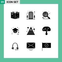 9 iconos creativos signos y símbolos modernos de triángulo illuminati búsqueda ojo graduado cap elementos de diseño vectorial editables vector