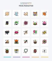 Creative Holi 25 Line FIlled icon pack  Such As music. nature. matrhri. marijuana. party vector