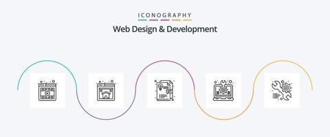 paquete de iconos de línea 5 de diseño y desarrollo web que incluye web. Servicio. diseño. ordenador portátil. idea vector