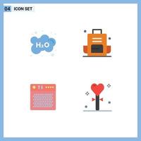 Editable Vector Line Pack of 4 Simple Flat Icons of cloud school bag school backpacking audio Editable Vector Design Elements