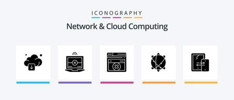 Network And Cloud Computing Glyph 5 Icon Pack Including technology. connection. web. mobile. internet. Creative Icons Design vector