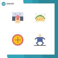 Editable Vector Line Pack of 4 Simple Flat Icons of click plus one fast food baby Editable Vector Design Elements