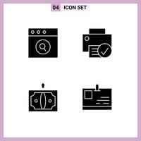 4 User Interface Solid Glyph Pack of modern Signs and Symbols of app business computers gadget money Editable Vector Design Elements