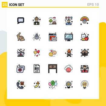 25 Filled line Flat Color concept for Websites Mobile and Apps rainbow graphic park editor outdoor Editable Vector Design Elements