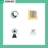 Pack of 4 creative Flat Icons of contact ecologic color form technology Editable Vector Design Elements