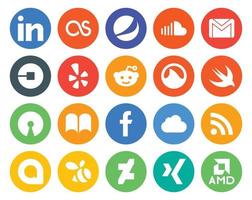 20 Social Media Icon Pack Including ibooks swift mail grooveshark yelp vector