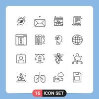 Outline Pack of 16 Universal Symbols of web contact buy internet book ebook Editable Vector Design Elements