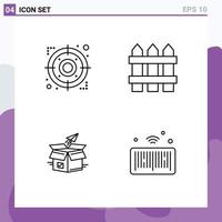 Set of 4 Modern UI Icons Symbols Signs for arrow business focus security product release Editable Vector Design Elements