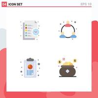 Mobile Interface Flat Icon Set of 4 Pictograms of business analytics task user graph Editable Vector Design Elements