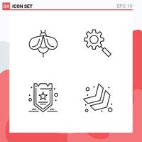 4 Line concept for Websites Mobile and Apps bee optimization bug gear tag Editable Vector Design Elements