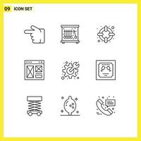 9 Creative Icons Modern Signs and Symbols of preferences cog lifesaver web internet Editable Vector Design Elements