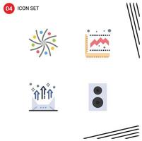 Set of 4 Vector Flat Icons on Grid for astronomy address space graph communication Editable Vector Design Elements