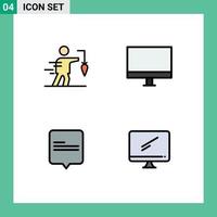 Universal Icon Symbols Group of 4 Modern Filledline Flat Colors of aspiration monitor false devices comment Editable Vector Design Elements