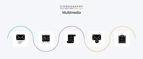 Multimedia Glyph 5 Icon Pack Including . script. text. clipboard vector