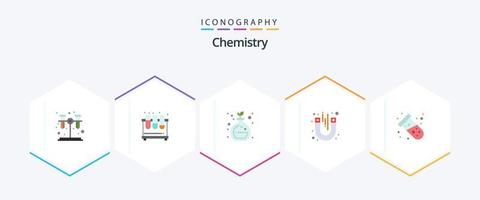 Chemistry 25 Flat icon pack including tube. science. chemistry. magnetic. magnet vector