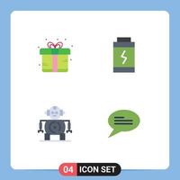 Group of 4 Modern Flat Icons Set for box technology present power conversation Editable Vector Design Elements