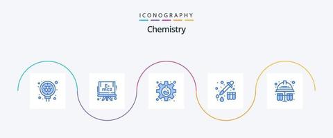 paquete de iconos de química azul 5 que incluye casco. Tubos de ensayo. matraz. prueba. dispositivo vector