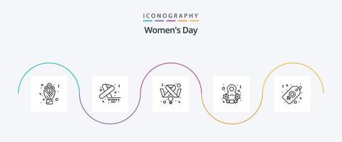 Womens Day Line 5 Icon Pack Including women celebrate. eight. day. feminism vector