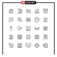 conjunto moderno de pictogramas de 25 líneas de máscaras de bandera de miedo elementos de diseño vectorial editables de la ciudad del ciclo de vida vector