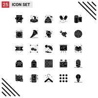 Group of 25 Modern Solid Glyphs Set for timer tissue planetarium roll cleaning Editable Vector Design Elements