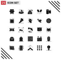 Group of 25 Modern Solid Glyphs Set for timer tissue planetarium roll cleaning Editable Vector Design Elements