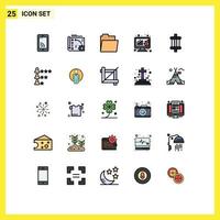 Filled line Flat Color Pack of 25 Universal Symbols of car online evaluation api data management analysis Editable Vector Design Elements