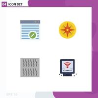 4 User Interface Flat Icon Pack of modern Signs and Symbols of browser food webpage navigation reignite Editable Vector Design Elements