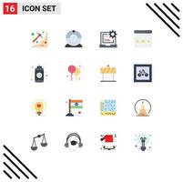 Modern Set of 16 Flat Colors and symbols such as search optimization code media development Editable Pack of Creative Vector Design Elements