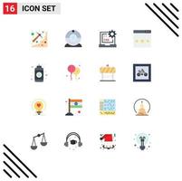 Modern Set of 16 Flat Colors and symbols such as search optimization code media development Editable Pack of Creative Vector Design Elements