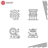 Universal Icon Symbols Group of 4 Modern Filledline Flat Colors of arrow add double house in Editable Vector Design Elements