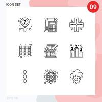 Pack of 9 creative Outlines of shop rack map files drawer Editable Vector Design Elements